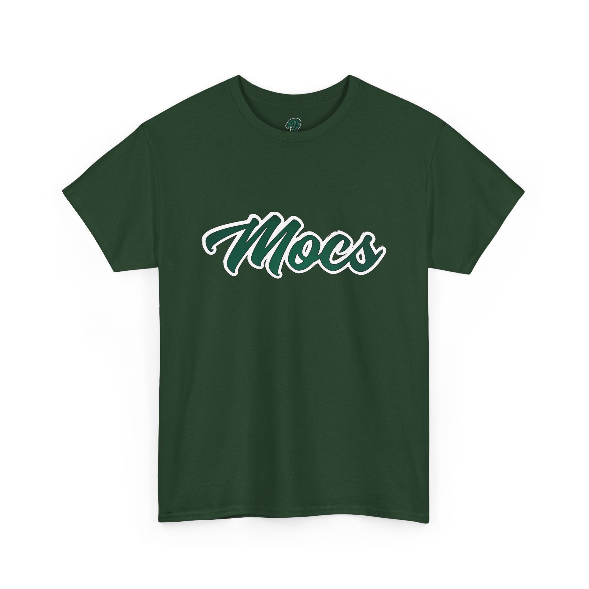 Mocs Script Logo Tee — Forest Green Casual Team Shirt