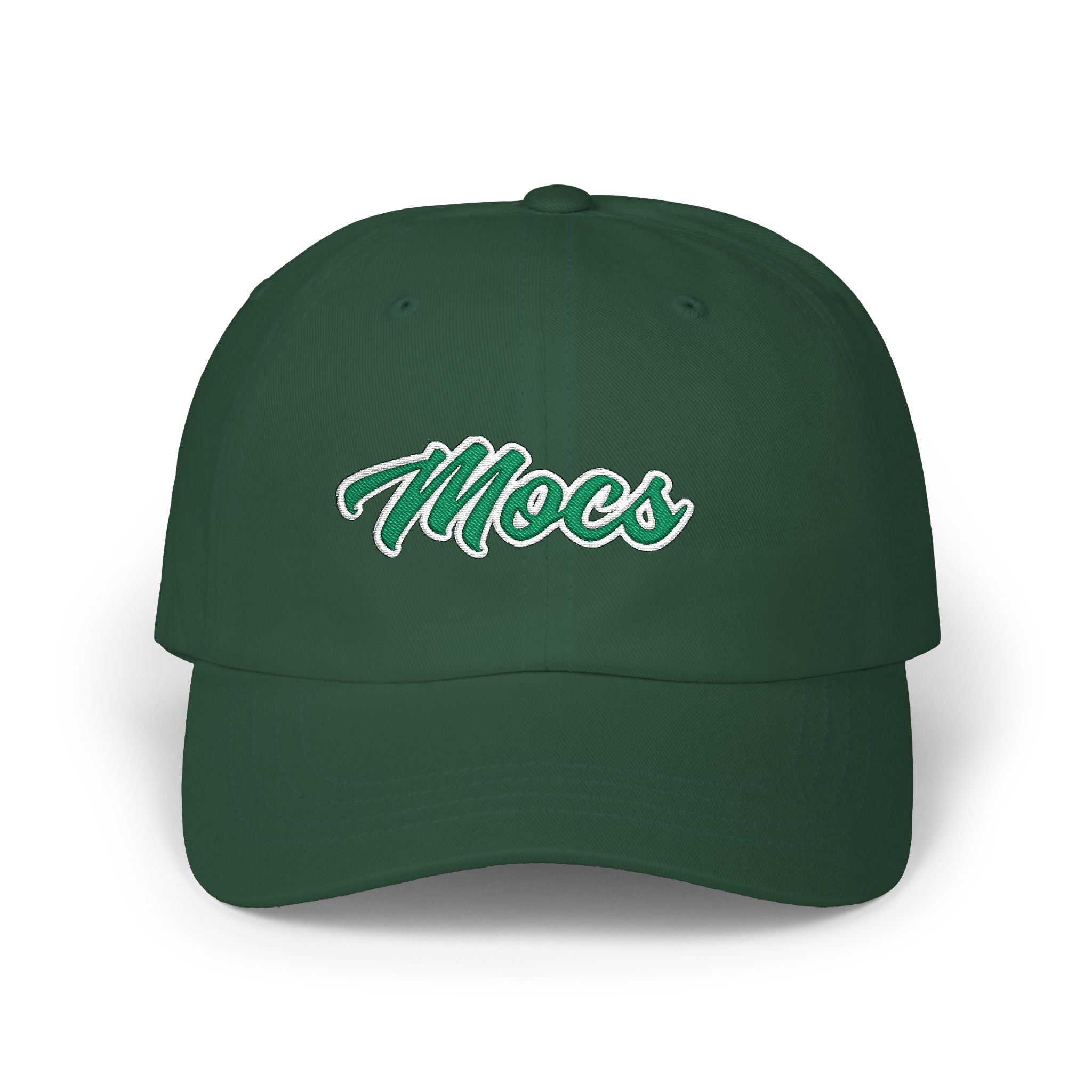 Dad Cap —  "Mocs" Script Embroidered Hat