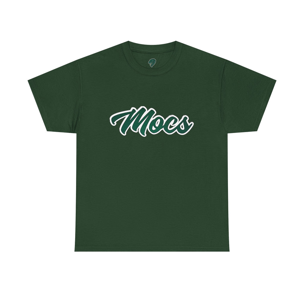 Mocs Script Logo Tee — Forest Green Casual Team Shirt