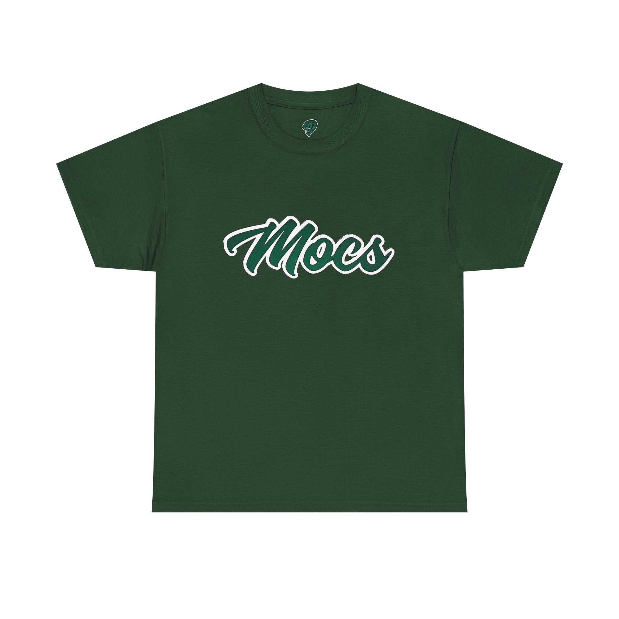 Mocs Script Logo Tee — Forest Green Casual Team Shirt