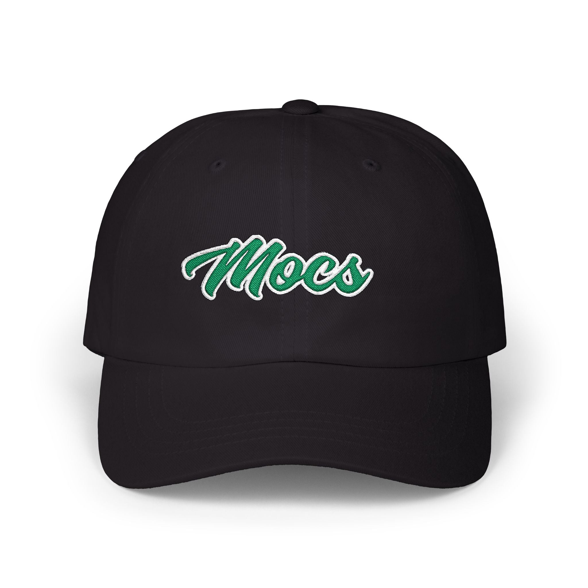 Dad Cap —  "Mocs" Script Embroidered Hat